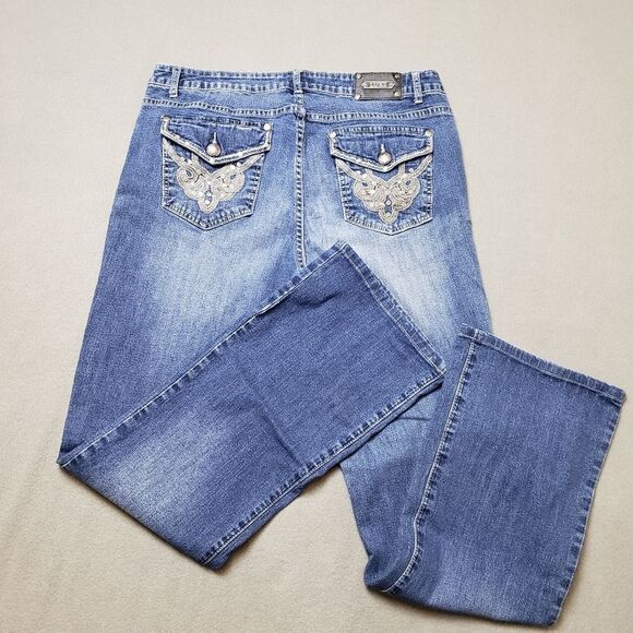 Y2K Tru Luxe Boot Flare Cut Bling  Jeans Crystal Embellished jeans - Toyko ❄️ - Picture 4 of 14